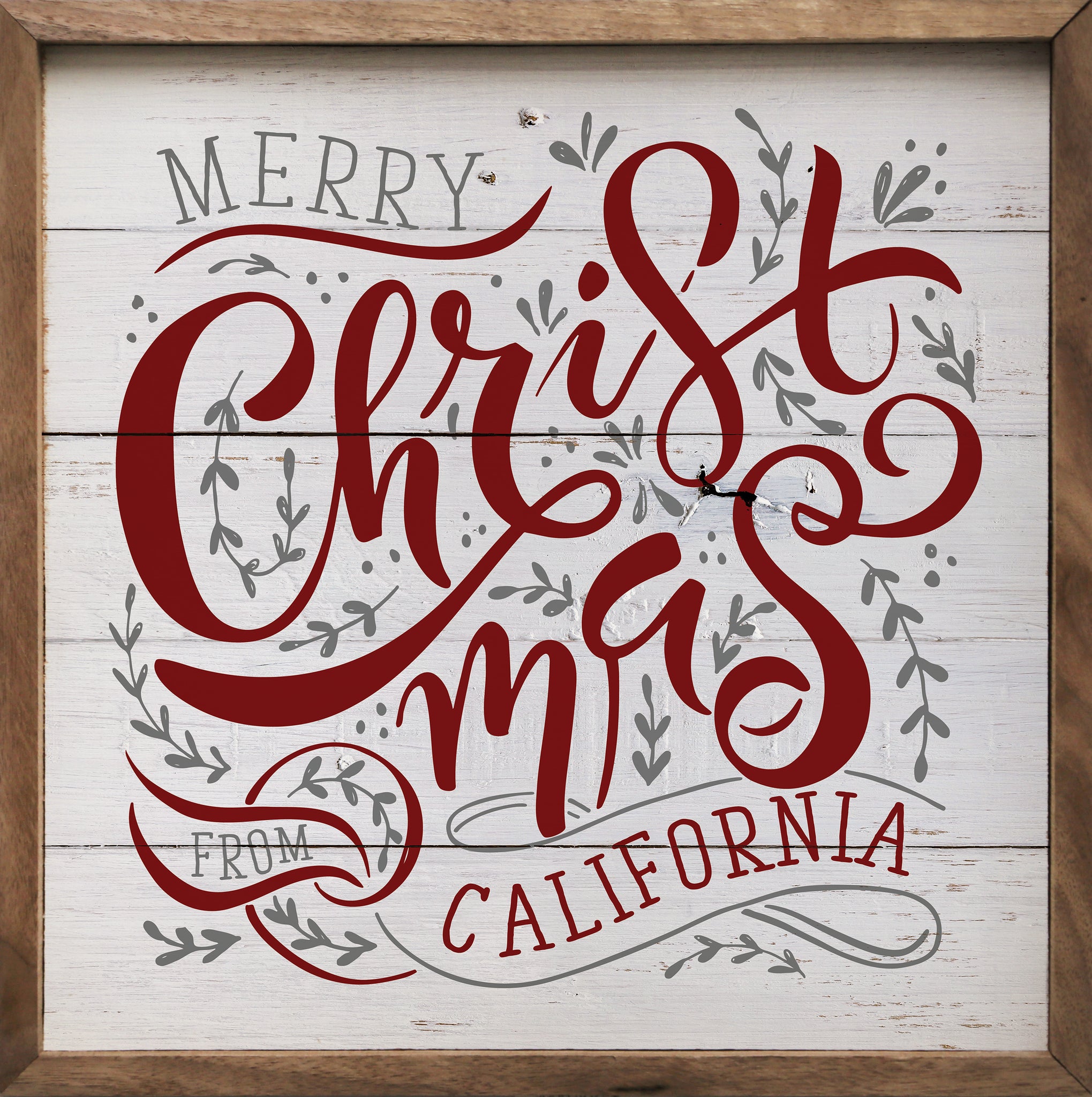 Personalized State Merry Christmas From Whitewash christmas walnut